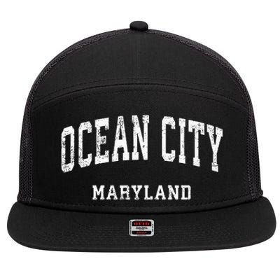 Ocean City Maryland MD Vintage Athletic Sports Design 7 Panel Mesh Trucker Snapback Hat