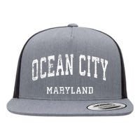 Ocean City Maryland MD Vintage Athletic Sports Design Flat Bill Trucker Hat