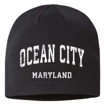 Ocean City Maryland MD Vintage Athletic Sports Design Sustainable Beanie