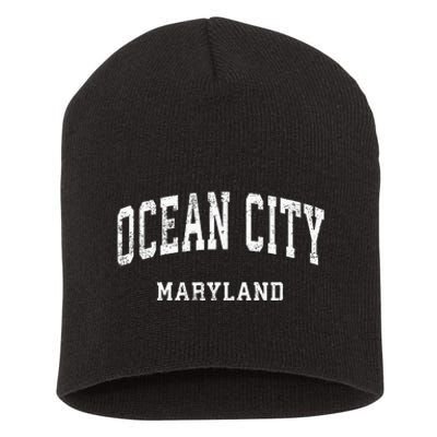 Ocean City Maryland MD Vintage Athletic Sports Design Short Acrylic Beanie