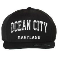 Ocean City Maryland MD Vintage Athletic Sports Design Wool Snapback Cap