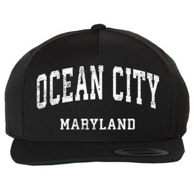 Ocean City Maryland MD Vintage Athletic Sports Design Wool Snapback Cap