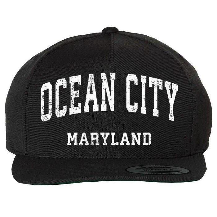 Ocean City Maryland MD Vintage Athletic Sports Design Wool Snapback Cap