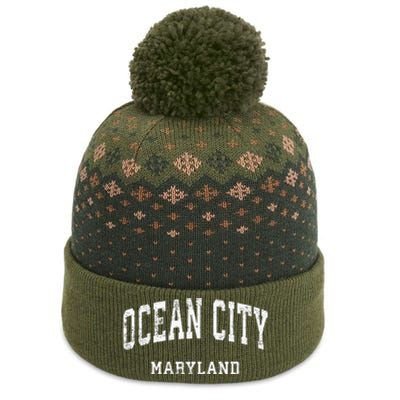 Ocean City Maryland MD Vintage Athletic Sports Design The Baniff Cuffed Pom Beanie