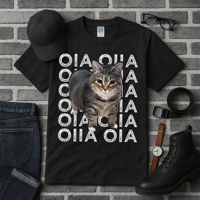 Oia Cat Meme I Wake Up Engage In Tomfoolery Oiia Cat Spinnin Tall T-Shirt