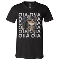 Oia Cat Meme I Wake Up Engage In Tomfoolery Oiia Cat Spinnin V-Neck T-Shirt