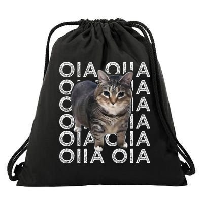 Oia Cat Meme I Wake Up Engage In Tomfoolery Oiia Cat Spinnin Drawstring Bag