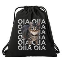 Oia Cat Meme I Wake Up Engage In Tomfoolery Oiia Cat Spinnin Drawstring Bag