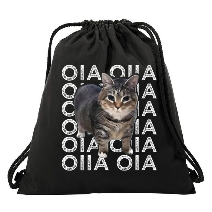Oia Cat Meme I Wake Up Engage In Tomfoolery Oiia Cat Spinnin Drawstring Bag