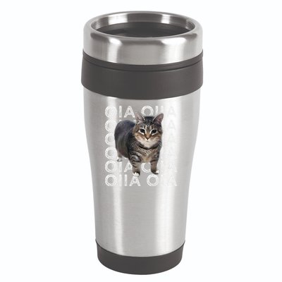 Oia Cat Meme I Wake Up Engage In Tomfoolery Oiia Cat Spinnin 16oz Travel Tumbler