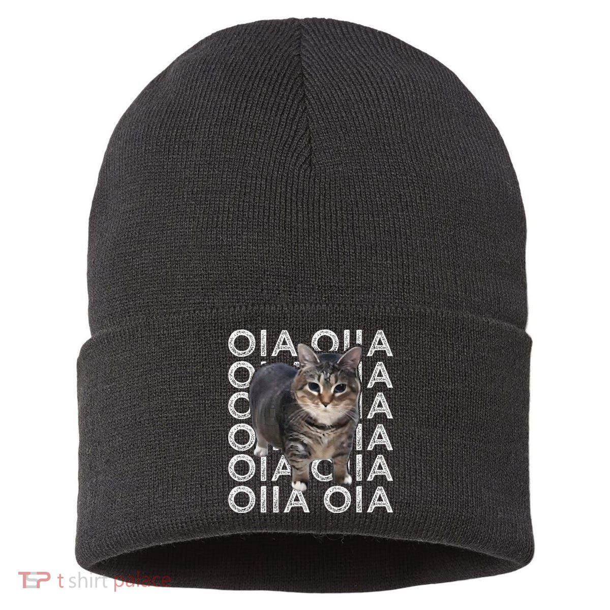 Oia Cat Meme I Wake Up Engage In Tomfoolery Oiia Cat Spinnin Sustainable Knit Beanie