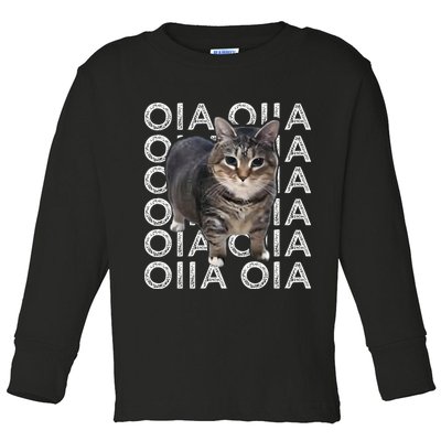 Oia Cat Meme I Wake Up Engage In Tomfoolery Oiia Cat Spinnin Toddler Long Sleeve Shirt
