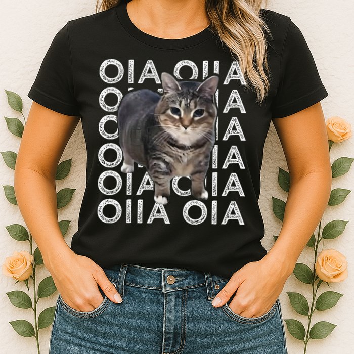 Oia Cat Meme I Wake Up Engage In Tomfoolery Oiia Cat Spinnin Womens T-Shirt