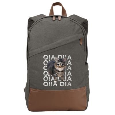 Oia Cat Meme I Wake Up Engage In Tomfoolery Oiia Cat Spinnin Cotton Canvas Backpack