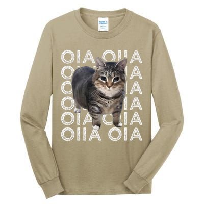 Oia Cat Meme I Wake Up Engage In Tomfoolery Oiia Cat Spinnin Tall Long Sleeve T-Shirt
