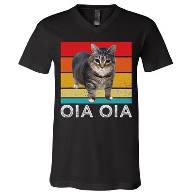 Oia Cat Meme I Wake Up Engage In Tomfoolery Oiia Cat Spinnin V-Neck T-Shirt