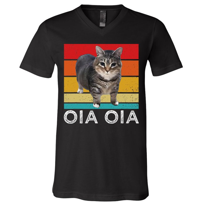 Oia Cat Meme I Wake Up Engage In Tomfoolery Oiia Cat Spinnin V-Neck T-Shirt