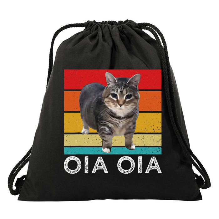 Oia Cat Meme I Wake Up Engage In Tomfoolery Oiia Cat Spinnin Drawstring Bag