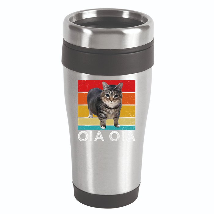 Oia Cat Meme I Wake Up Engage In Tomfoolery Oiia Cat Spinnin 16oz Travel Tumbler