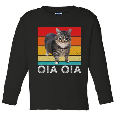 Oia Cat Meme I Wake Up Engage In Tomfoolery Oiia Cat Spinnin Toddler Long Sleeve Shirt