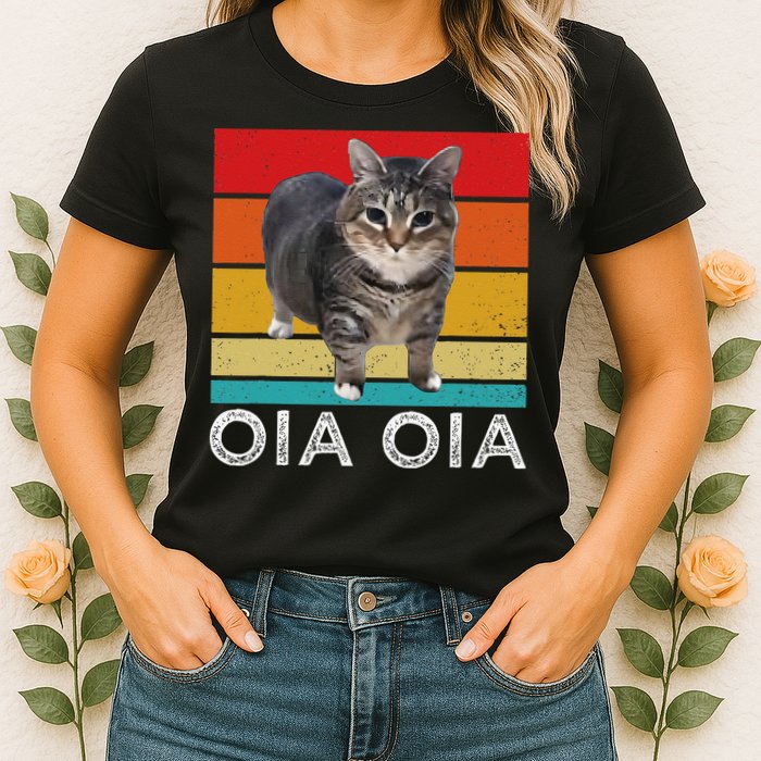 Oia Cat Meme I Wake Up Engage In Tomfoolery Oiia Cat Spinnin Womens T-Shirt