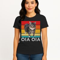 Oia Cat Meme I Wake Up Engage In Tomfoolery Oiia Cat Spinnin Womens T-Shirt