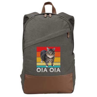 Oia Cat Meme I Wake Up Engage In Tomfoolery Oiia Cat Spinnin Cotton Canvas Backpack