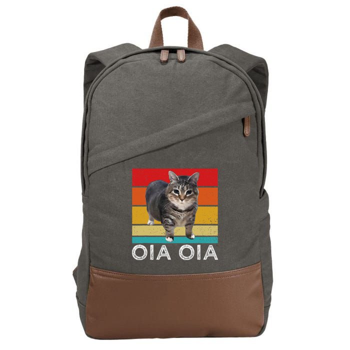 Oia Cat Meme I Wake Up Engage In Tomfoolery Oiia Cat Spinnin Cotton Canvas Backpack