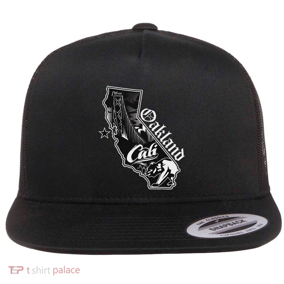 Oakland California Map Northern Cali Bay Area Ca Flat Bill Trucker Hat