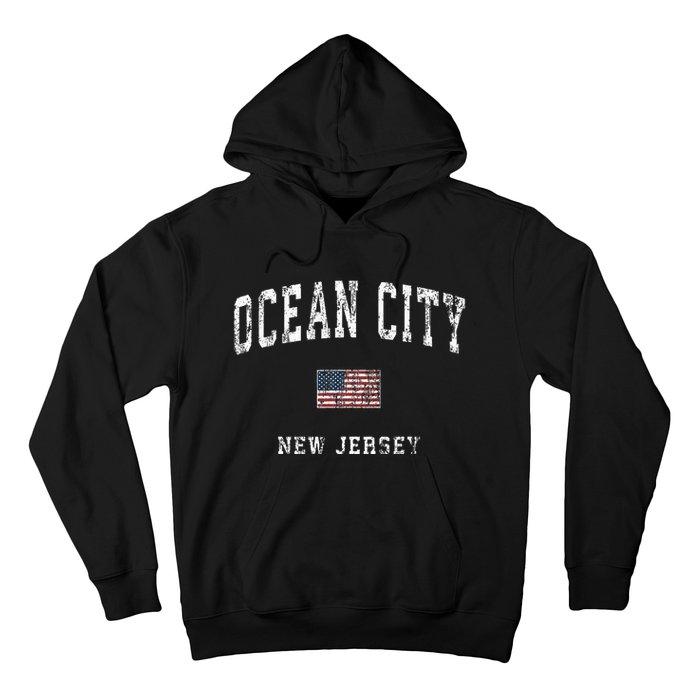 Ocean City New Jersey Nj Vintage American Flag Sports Hoodie