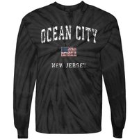 Ocean City New Jersey Nj Vintage American Flag Sports Tie-Dye Long Sleeve Shirt