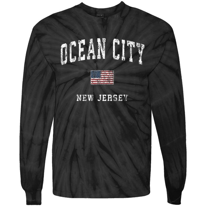 Ocean City New Jersey Nj Vintage American Flag Sports Tie-Dye Long Sleeve Shirt