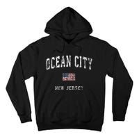 Ocean City New Jersey Nj Vintage American Flag Sports Tall Hoodie