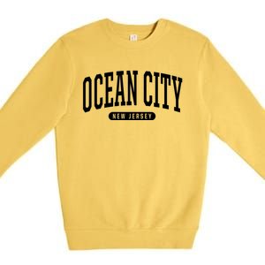 Ocean City New Jersey College Style Ocean City New Jersey Souvenir Premium Crewneck Sweatshirt