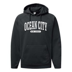 Ocean City New Jersey College Style Ocean City New Jersey Souvenir Performance Fleece Hoodie