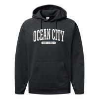 Ocean City New Jersey College Style Ocean City New Jersey Souvenir Performance Fleece Hoodie