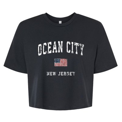 Ocean City New Jersey Nj Vintage American Flag Sports Design Bella+Canvas Jersey Crop Tee