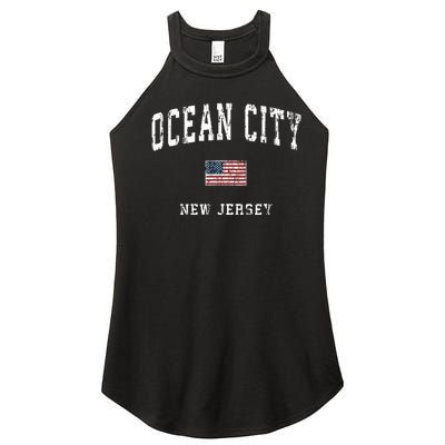 Ocean City New Jersey Nj Vintage American Flag Sports Design Women’s Perfect Tri Rocker Tank