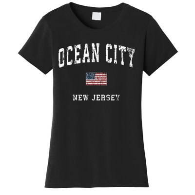 Ocean City New Jersey Nj Vintage American Flag Sports Design Women's T-Shirt