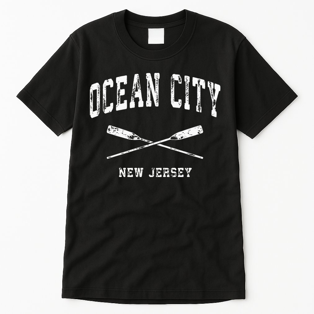 Ocean City New Jersey Vintage Nautical Crossed Oars Tall T-Shirt