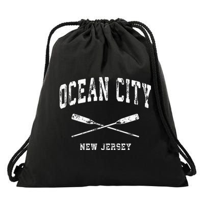 Ocean City New Jersey Vintage Nautical Crossed Oars Drawstring Bag