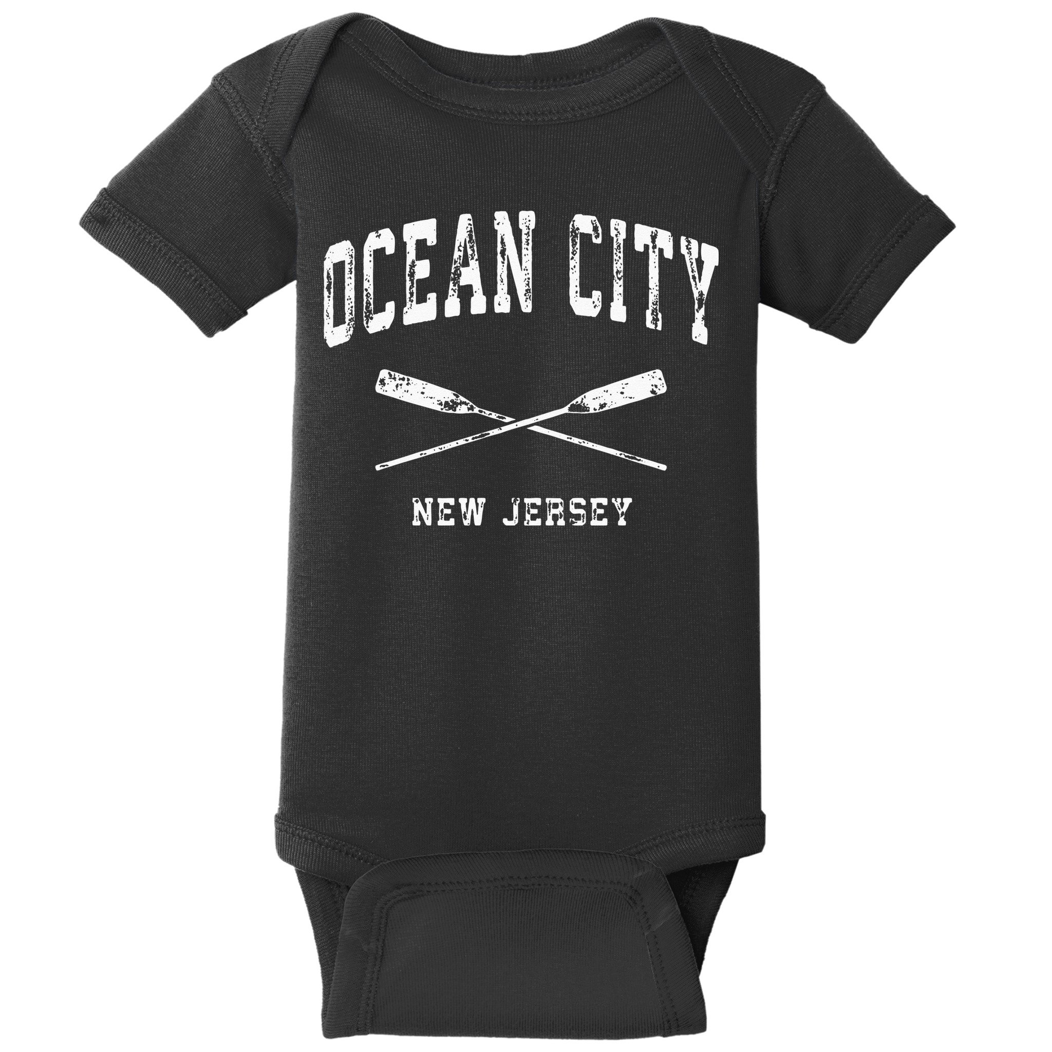 Ocean City New Jersey Vintage Nautical Crossed Oars Baby Bodysuit