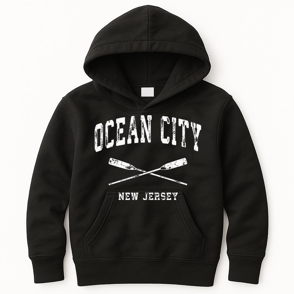 Ocean City New Jersey Vintage Nautical Crossed Oars Kids Hoodie