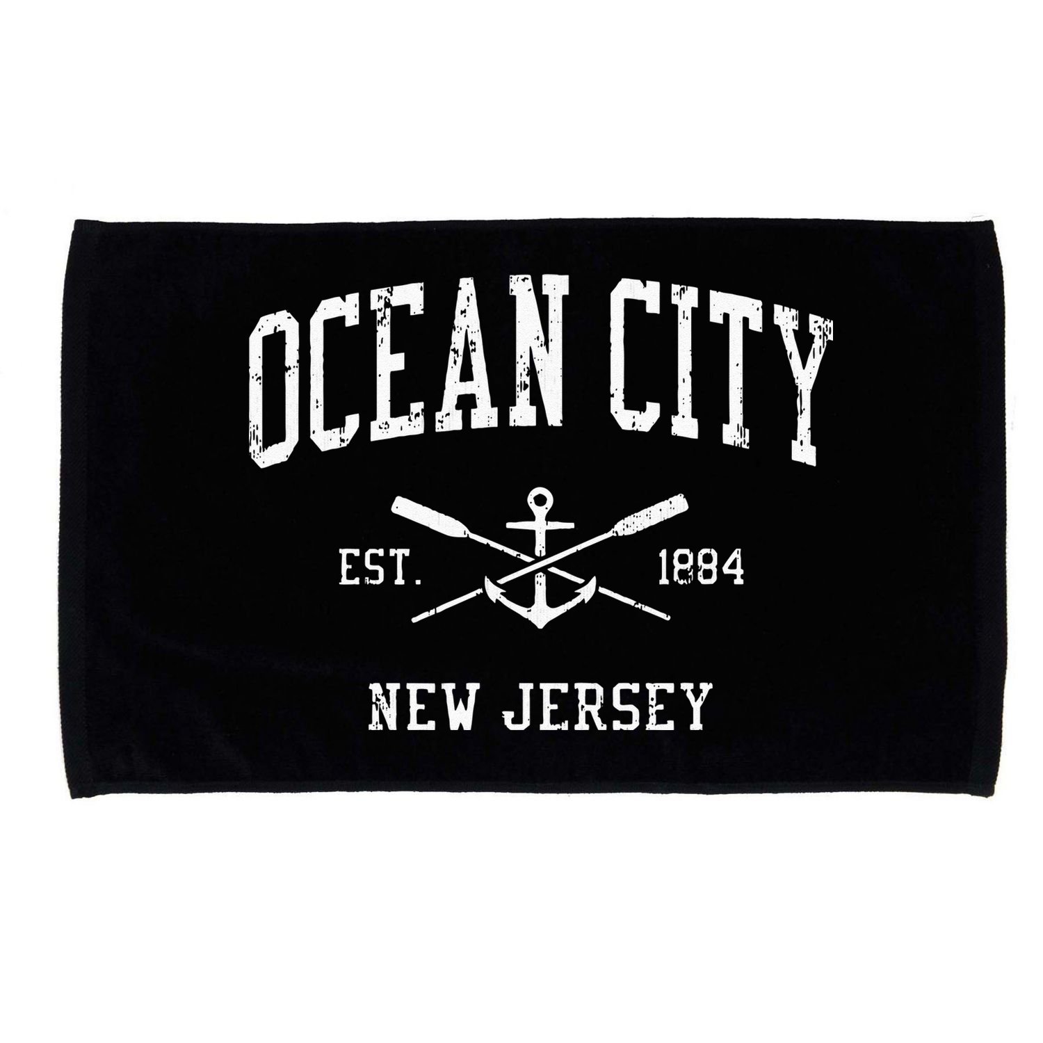 Ocean City NJ Vintage Crossed Oars & Boat Anchor Sports Microfiber Hand Towel
