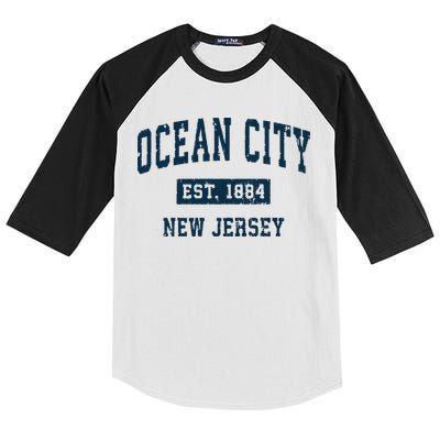 Ocean City New Jersey Nj Vintage Sports Design Print Kids Colorblock Raglan Jersey