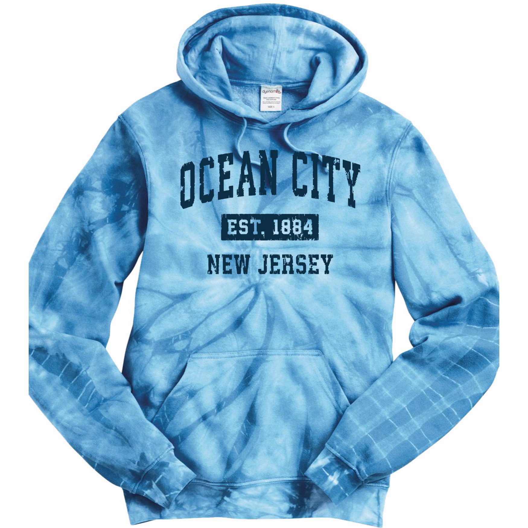 Ocean City New Jersey Nj Vintage Sports Design Print Tie Dye Hoodie