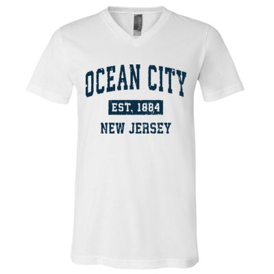 Ocean City New Jersey Nj Vintage Sports Design Print V-Neck T-Shirt