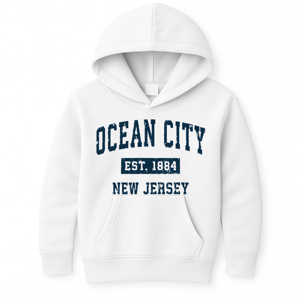Ocean City New Jersey Nj Vintage Sports Design Print Kids Hoodie