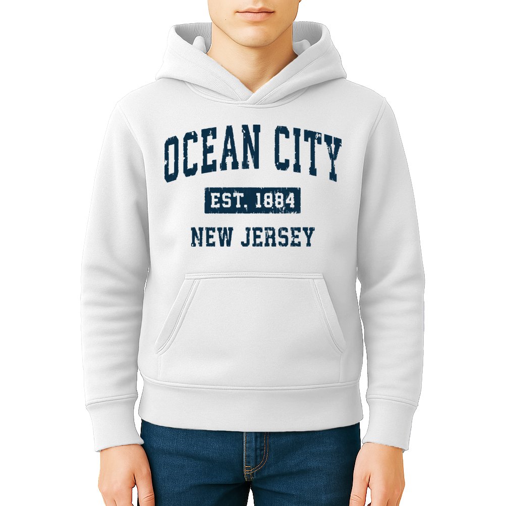Ocean City New Jersey Nj Vintage Sports Design Print Kids Hoodie