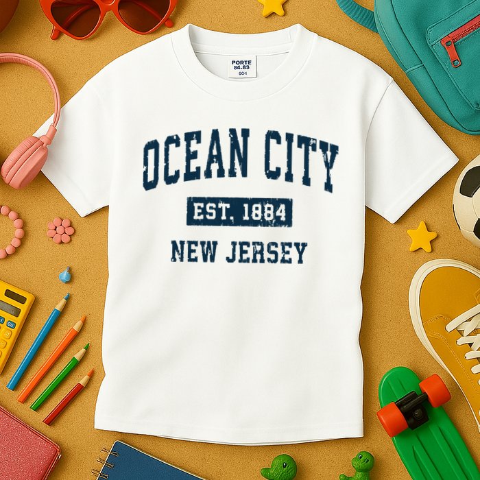 Ocean City New Jersey Nj Vintage Sports Design Print Kids T-Shirt